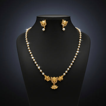 Vaibhavi Pearl Lakshmi Necklace Set