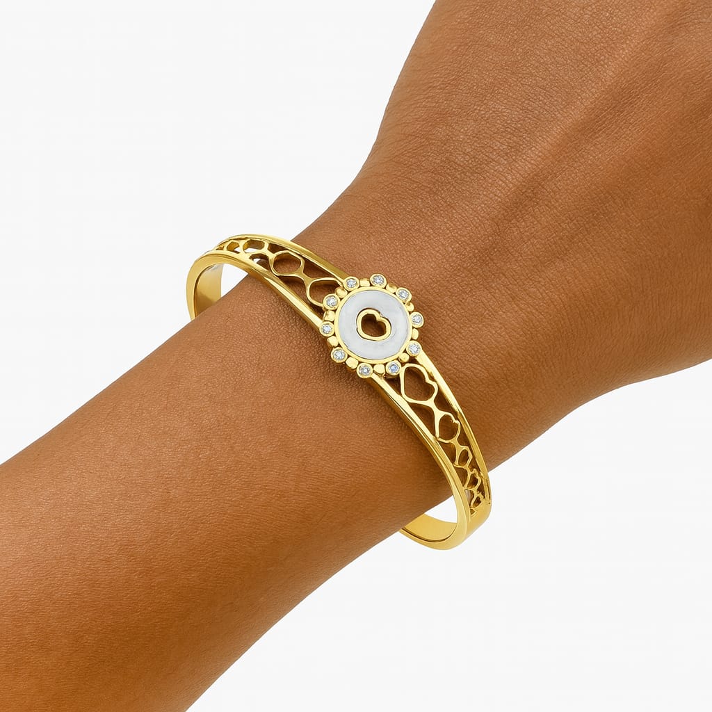 Pearl Halo Heart Bangle