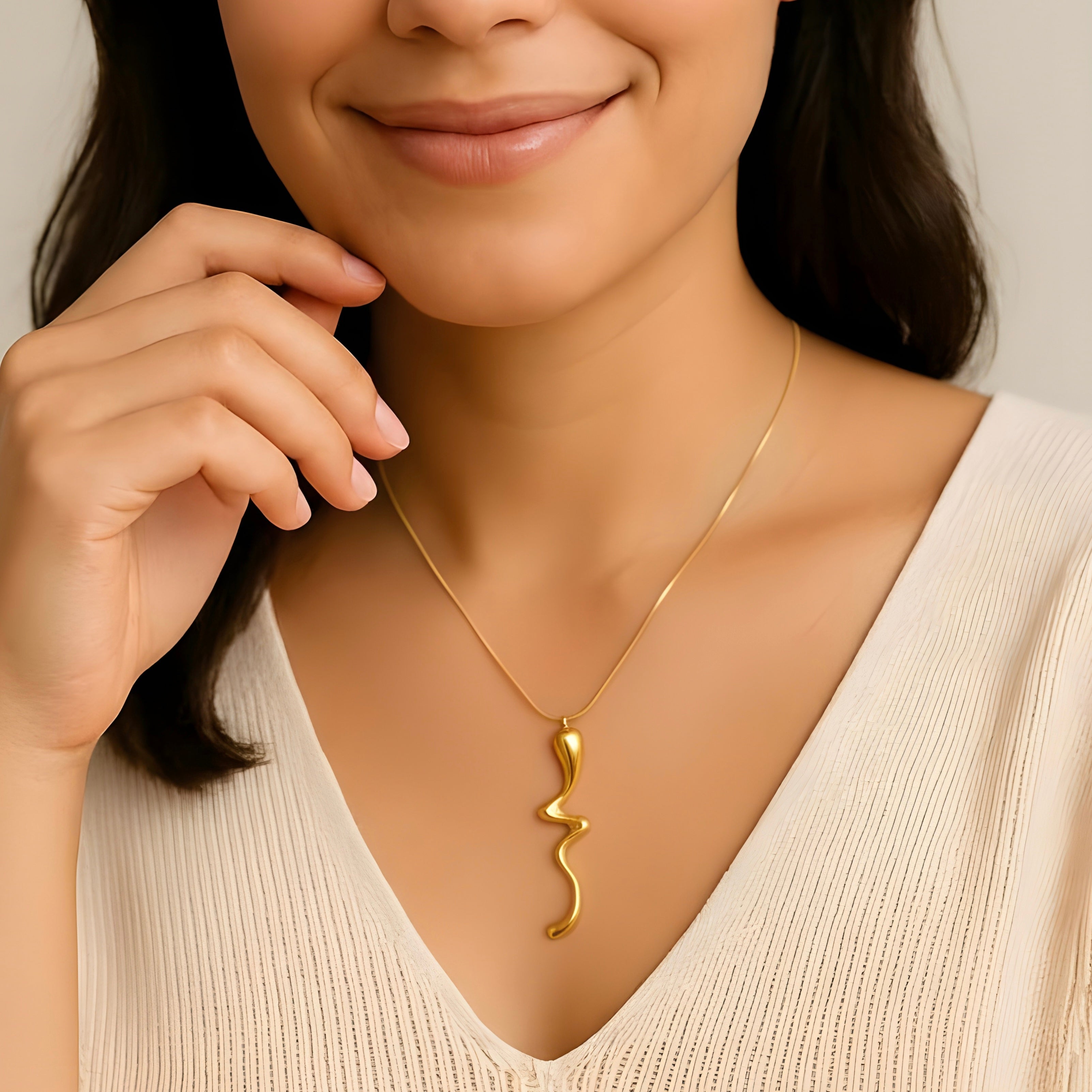 Squiggle & Soul – Abstract Drop Necklace
