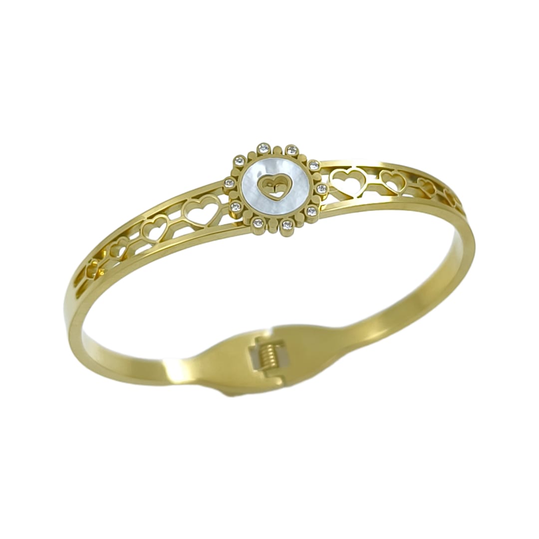 Pearl Halo Heart Bangle