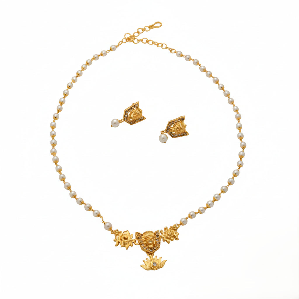Vaibhavi Pearl Lakshmi Necklace Set
