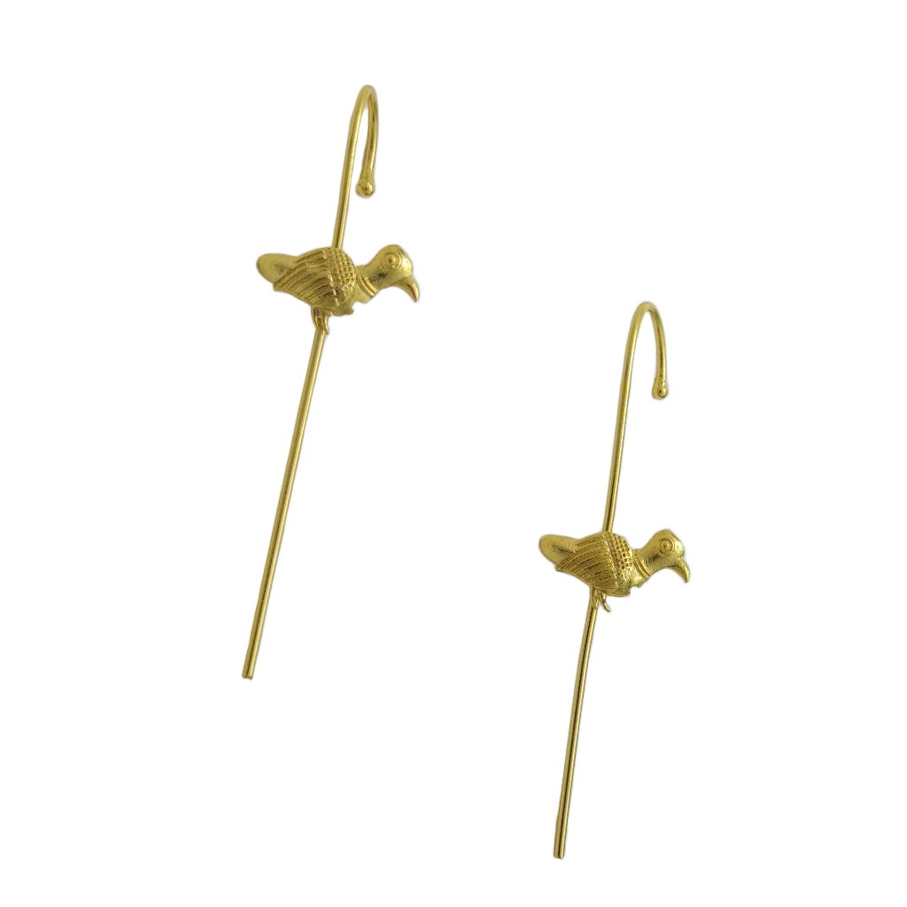 Birdsong Whisper – Sculpted Sparrow Needle Earcuffs