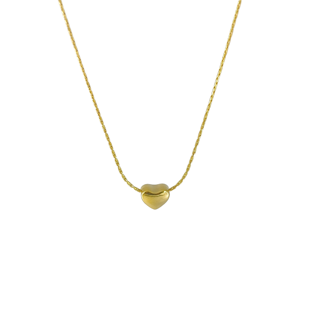 Golden Puff Heart Chain