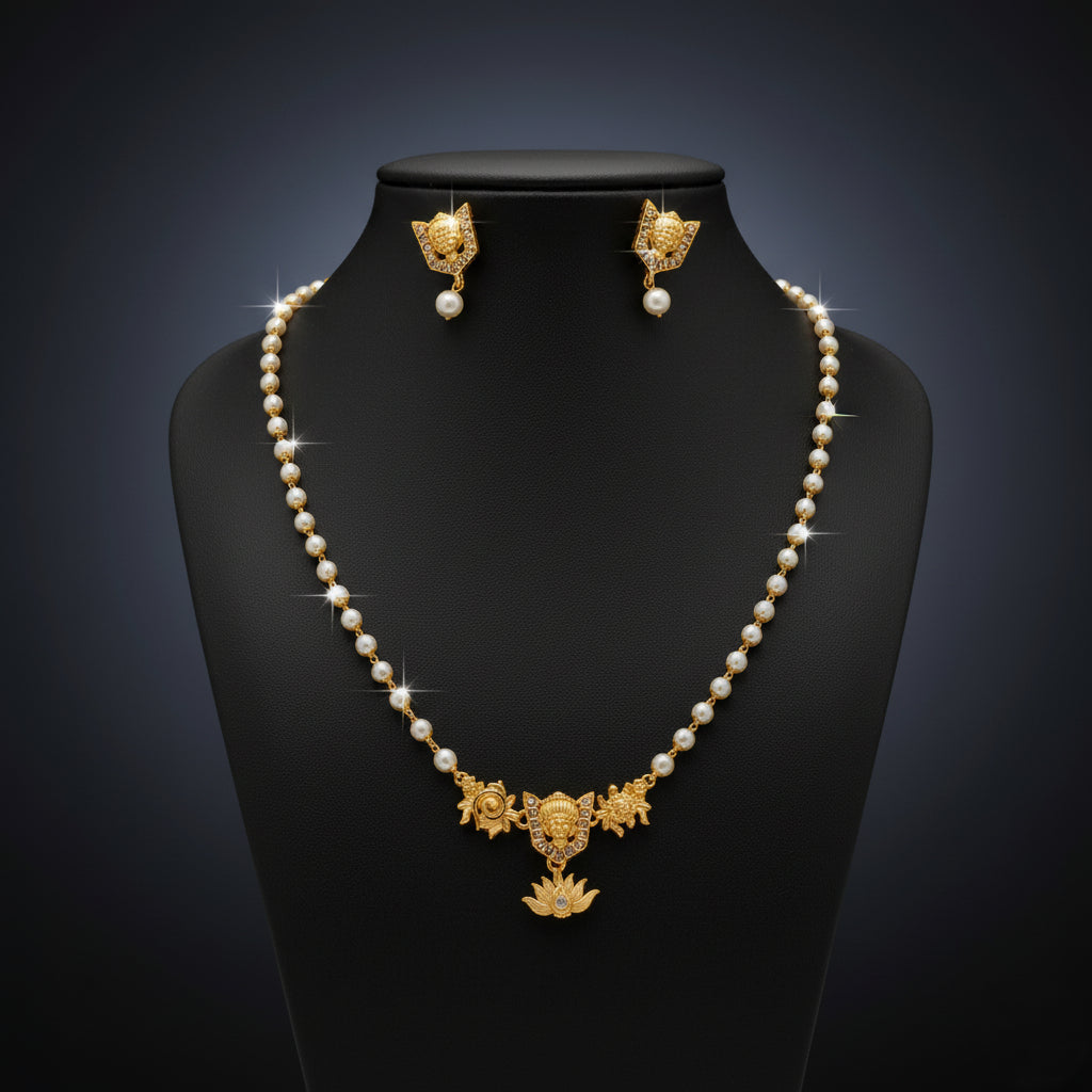Vaibhavi Pearl Lakshmi Necklace Set