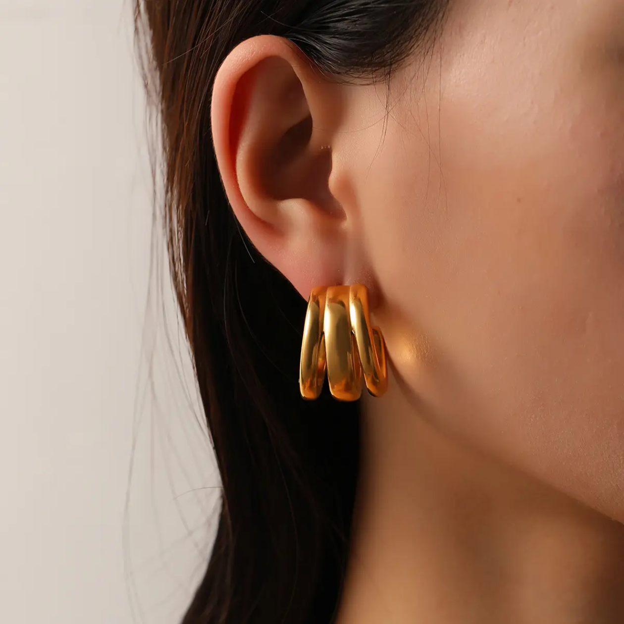 Trio Hoop Hugger Earrings